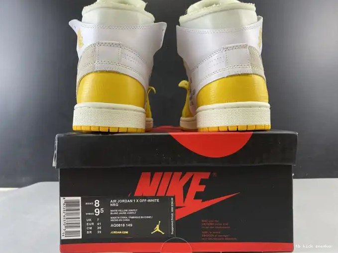 Reps TBK x Powder Air White Yellow-Cone Dark 1 NRG AQ0818-149 Off-White Jordan 0405